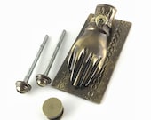 Vintage Antique Brass Victorian Ladies Hand Door Knocker with Striker