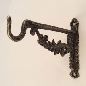 Large Ornate French Handmade Cast Brass Hanging Basket Wall Bracket