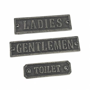 Solid Vintage Cast Brass Pewter Finish Toilet Door Badges Ladies Gentlemen Restaurant Pub Cafe Retro Toilets Signs