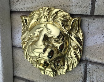 Large Solid Brass Lion Head Push Button Door Bell Lot Finishes Antique, Polished, Pewter, Chrome