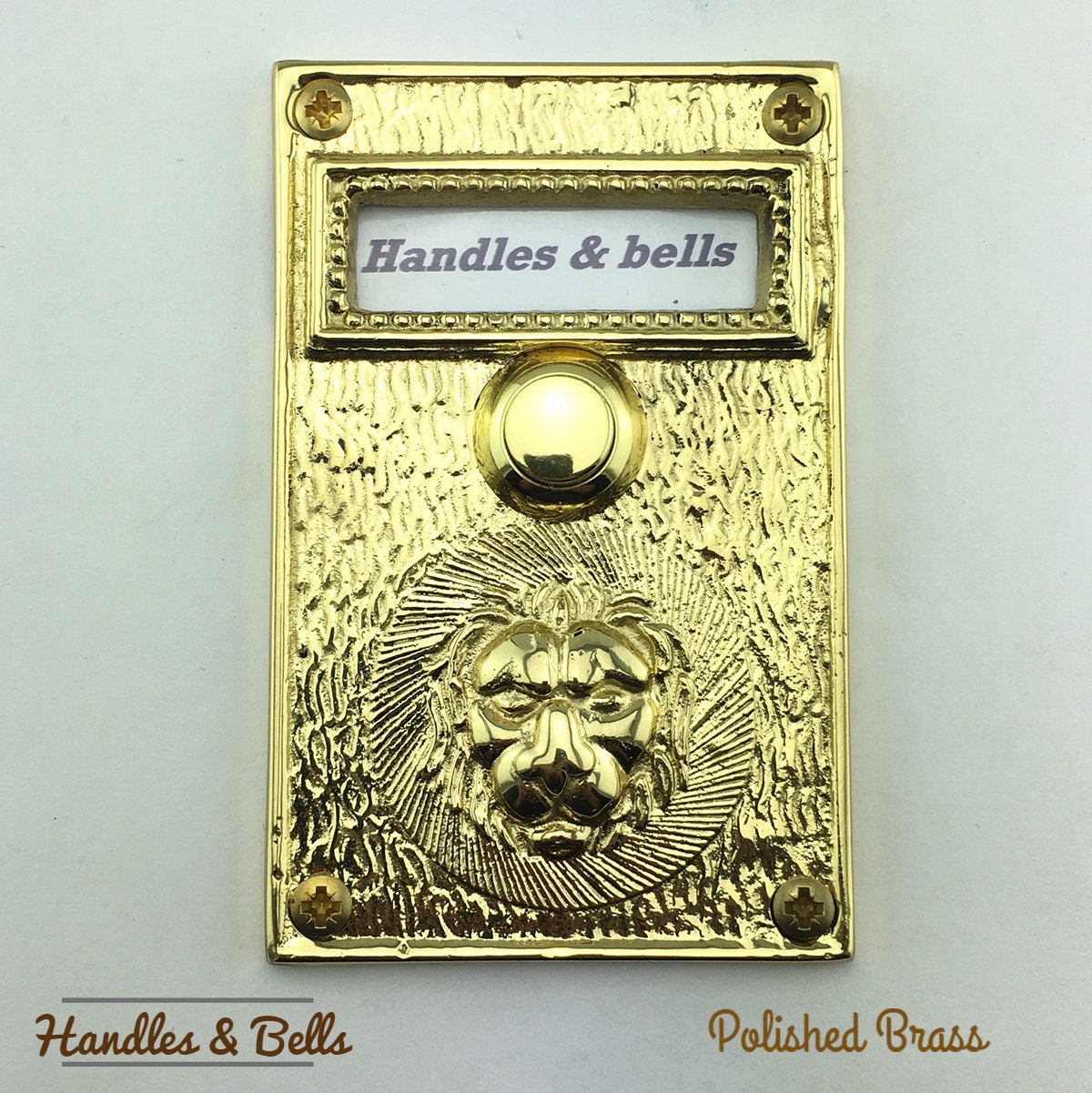 Solid Brass Doorbell Push Button With Bas Relief Lion Head in Etsy