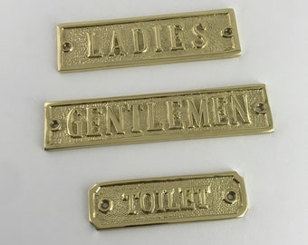 Solid Vintage Cast Bronze Polished Brass Finish Toilet Door Badges Ladies Gentlemen Restaurant Pub Cafe Retro Toilets Signs