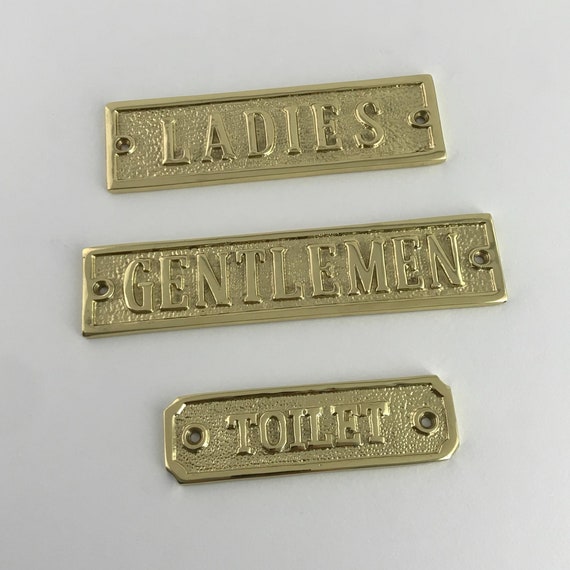 Solid Vintage Cast Bronze Polished Brass Finish Toilet Door Badges Ladies Gentlemen Restaurant Pub Cafe Retro Toilets Signs