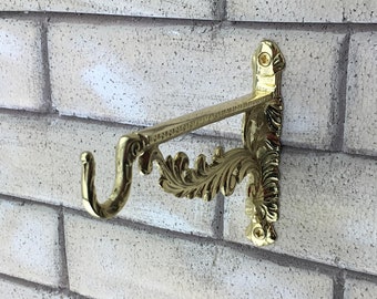 Ornate French Handmade Cast Brass Hanging Basket Wall Bracket