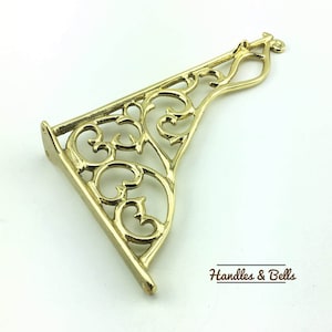Shelf Bracket, Handmade Ornate Scroll Cast Polished Brass, Solid Brass Shelving Bracket
