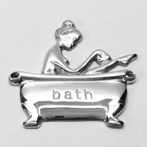 Vintage Solid Brass Lady In Tub Bathroom Retro Sign in Lot Finishes Polished Chrome