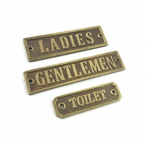 Solid Vintage Cast Brass Antique Bronze Finish Toilet Door Badges Ladies Gentlemen Restaurant Pub Cafe Retro Toilets Signs