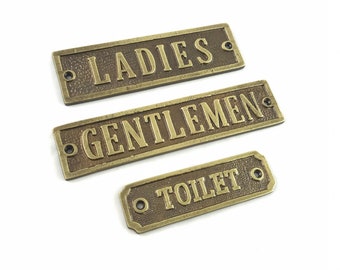 Solid Vintage Cast Brass Antique Bronze Finish Toilet Door Badges Ladies Gentlemen Restaurant Pub Cafe Retro Toilets Signs