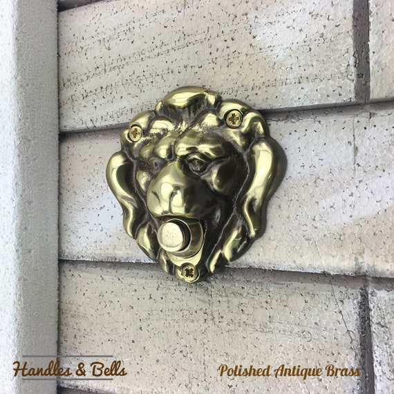 Door Bell Made of Brass Lion's Head as Antique Door Bell Lion Historicism 