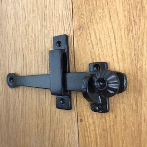 Black Gate Door Latch Drop Bar Rustic Vintage Brass Made Traditional Garden Gate Barn Door Cabin image 1