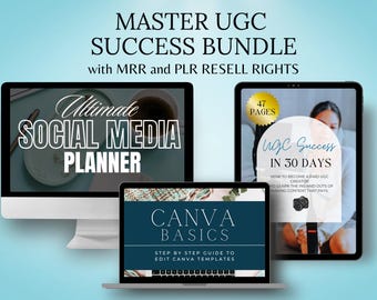 UGC Basics Bundle | Social Media Planner | Canva Guide | PLR & MRR | Digital Product Marketing | Done for You
