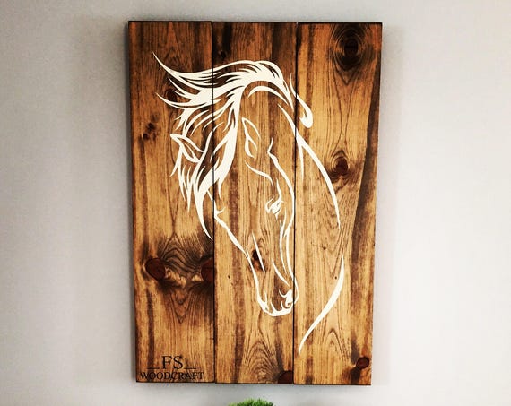 horse wood sign 32"x 22" horse panting western horse riding home decor bedroom living room cowboy wood art cowgirl country music horse art