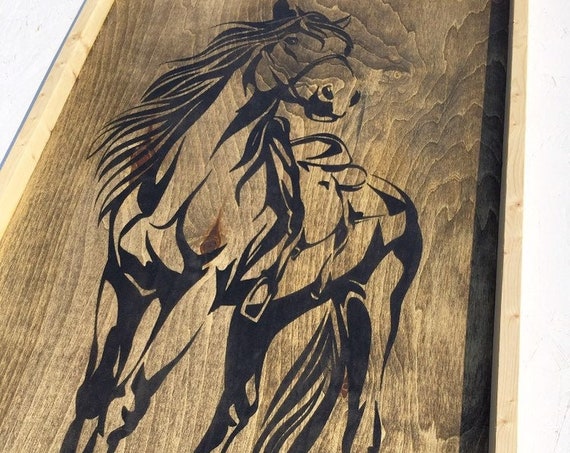 horse 33"x21"x2"wood sign wall art horse panting western horse riding home decor bedroom living room cowboy wood art cowgirl country kids