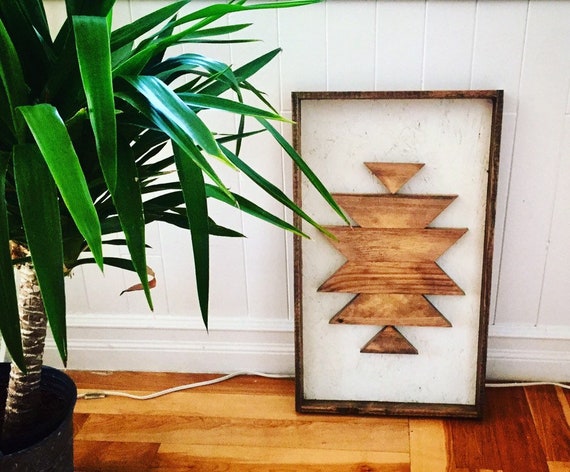 wall art 25"x15"x2" geometric wood sign boho design aztec decor travel home decor bedroom wood wall living room gypsy decor reclaimed wood