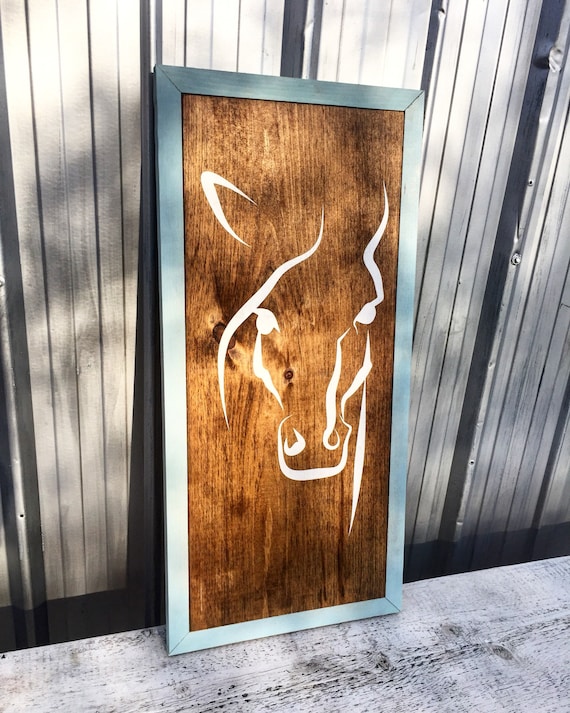 Farmhouse decor horse wood sign 23.5"x 11.5" horse panting western horse riding home decor bedroom living room cowboy wood art cowgirl count