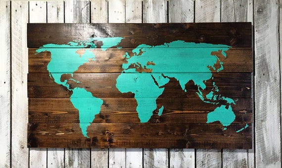world map 27"x48" wood sign travel home decor bedroom living room art gift idea wood wall art boho decor wood wall decor earth