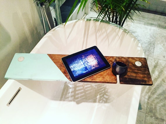 bath caddy boho bathroom decor bath tray wine glass rack ipad iphone holder candles champagne glass relax gift christmas love