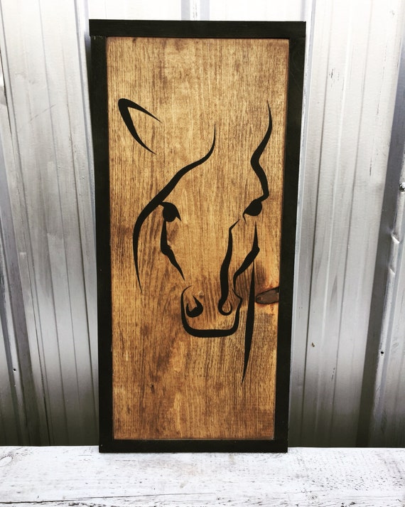 horse wood sign 23.5"x 11.5" horse panting western farmhouse horse riding home decor bedroom living room cowboy wood art cowgirl country