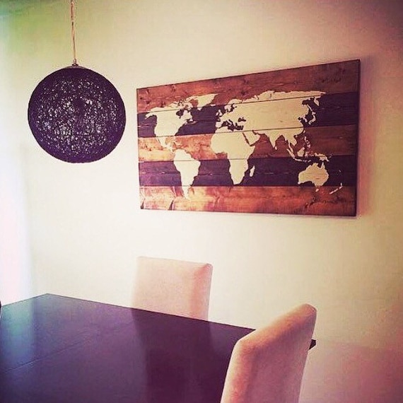 world map 27"x48" wood sign travel home decor bedroom living room art gift idea wood wall art boho decor wood wall decor earth