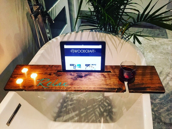 bath tray bathroom decor bath caddy boho wine glass rack ipad iphone candles champagne glass relax gift christmas valentine day