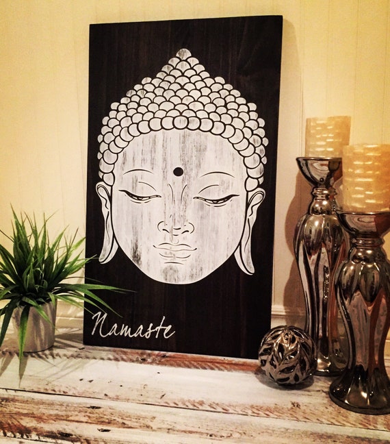 buddha wood sign 25"x 15"x 1" zen good vibe namaste meditation travel yoga home decor bedroom boho decor living room wall art gift idea