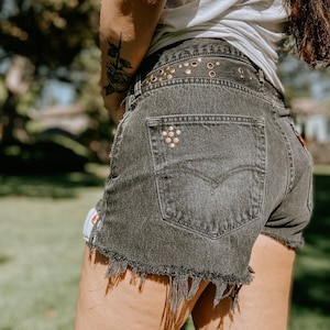Midnight Stars- Golden studded High Waisted Black Denim Size 29