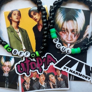 P1Harmony Bias Pack| Choose your bias!| Includes 2 stretch bracelets, 2 handmade photo cards, and sticker pack