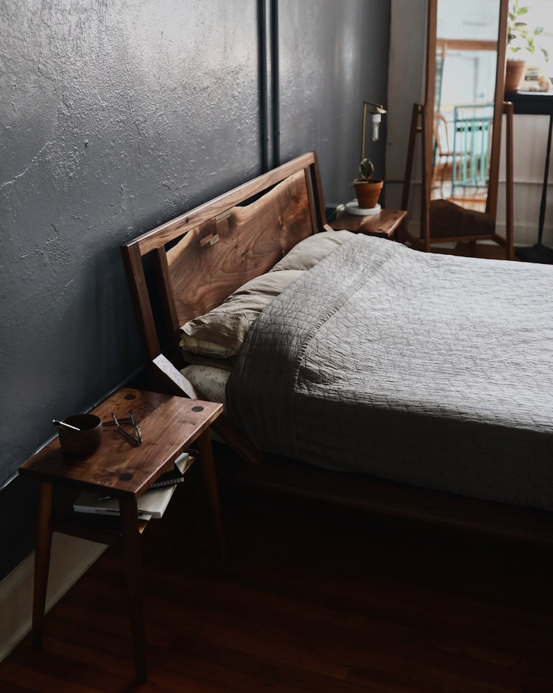 Live edge mid century inspired platform bed. image 7