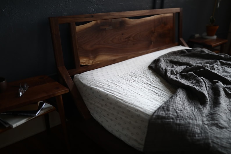 Live edge mid century inspired platform bed. image 2