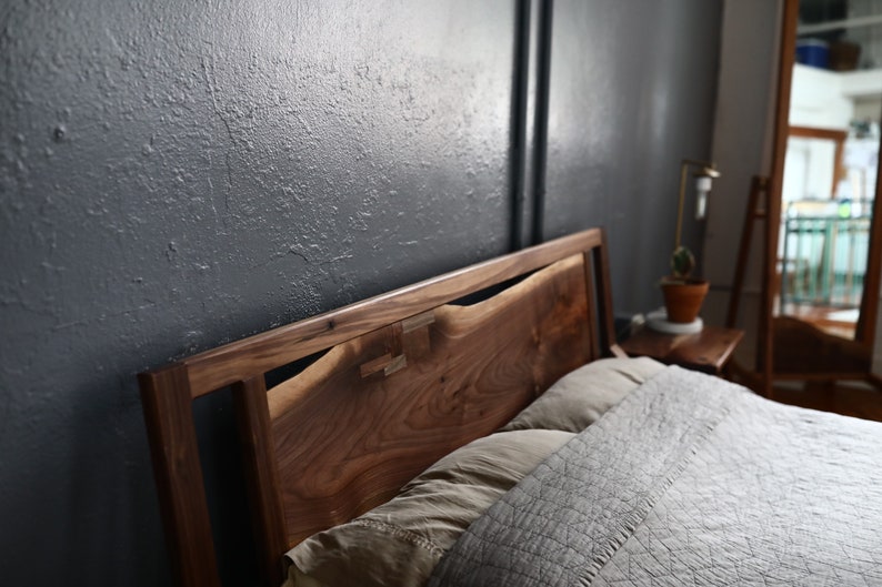 Live edge mid century inspired platform bed. image 3