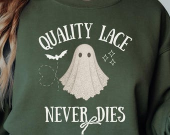 Sudadera de encaje estilo cottagecore con fantasmas: camiseta retro espeluznante de Halloween