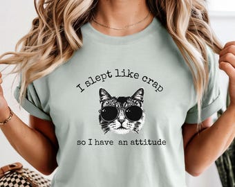 Cool Cat Energy Shirt, Funny Cat Graphic Tee, Cat Lover Gift, Sunglasses Cat Shirt, Unisex Comfort Colors Tee