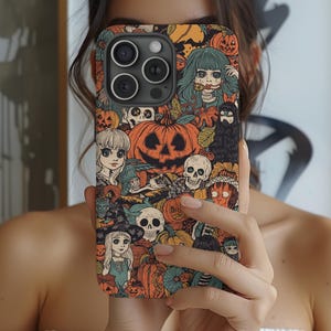 Gothic Halloween iPhone Case: Witch, Pumpkin, Skull - Magnetic & Tough