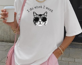 Cool Cat Energy Shirt, Funny Cat Graphic Tee, Cat Lover Gift, Sunglasses Cat Shirt, Unisex Comfort Colors Tee