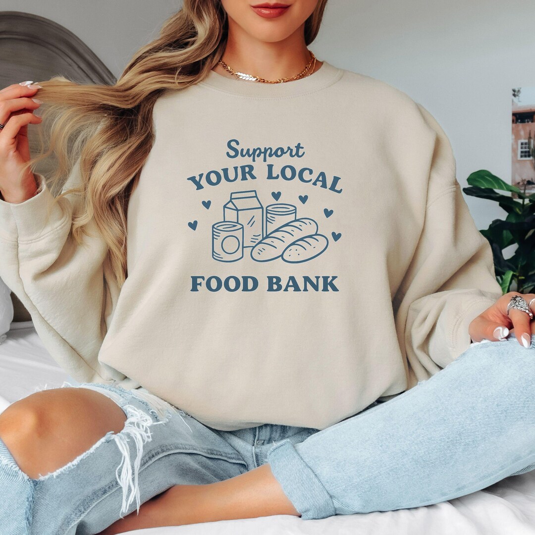 Support Local Food Bank Sweatshirt, Hand-drawn Doodle Crewneck - Etsy