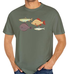 Vintage Fisch Tattoo Style T-Shirt, Retro Fischer Shirt, Fisch Shirt für Männer, Bass T-Shirt, Fischer T-Shirt, Bass-Liebhaber, Fischer Geschenke