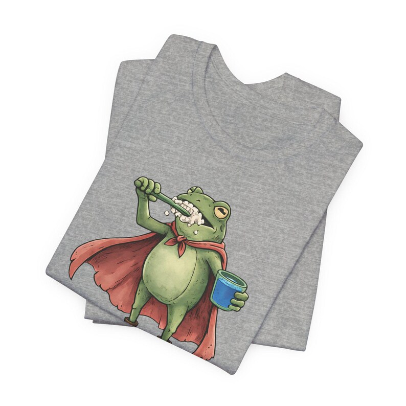 We Brush At Dawn Frog Shirt, Funny Frog Meme Shirt, Bella Canvas 3001 Tee, Dentist Shirt Funny, Dental Hygienist Gift, Cute Frog Tee Athletic Heather