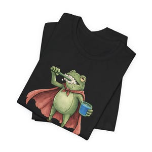 We Brush At Dawn Frog Shirt, Funny Frog Meme Shirt, Bella Canvas 3001 Tee, Dentist Shirt Funny, Dental Hygienist Gift, Cute Frog Tee Black