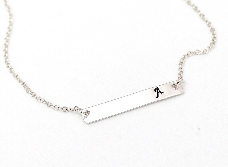 Personalized Sterling Silver Bar Necklace Pendant Necklace Etsy