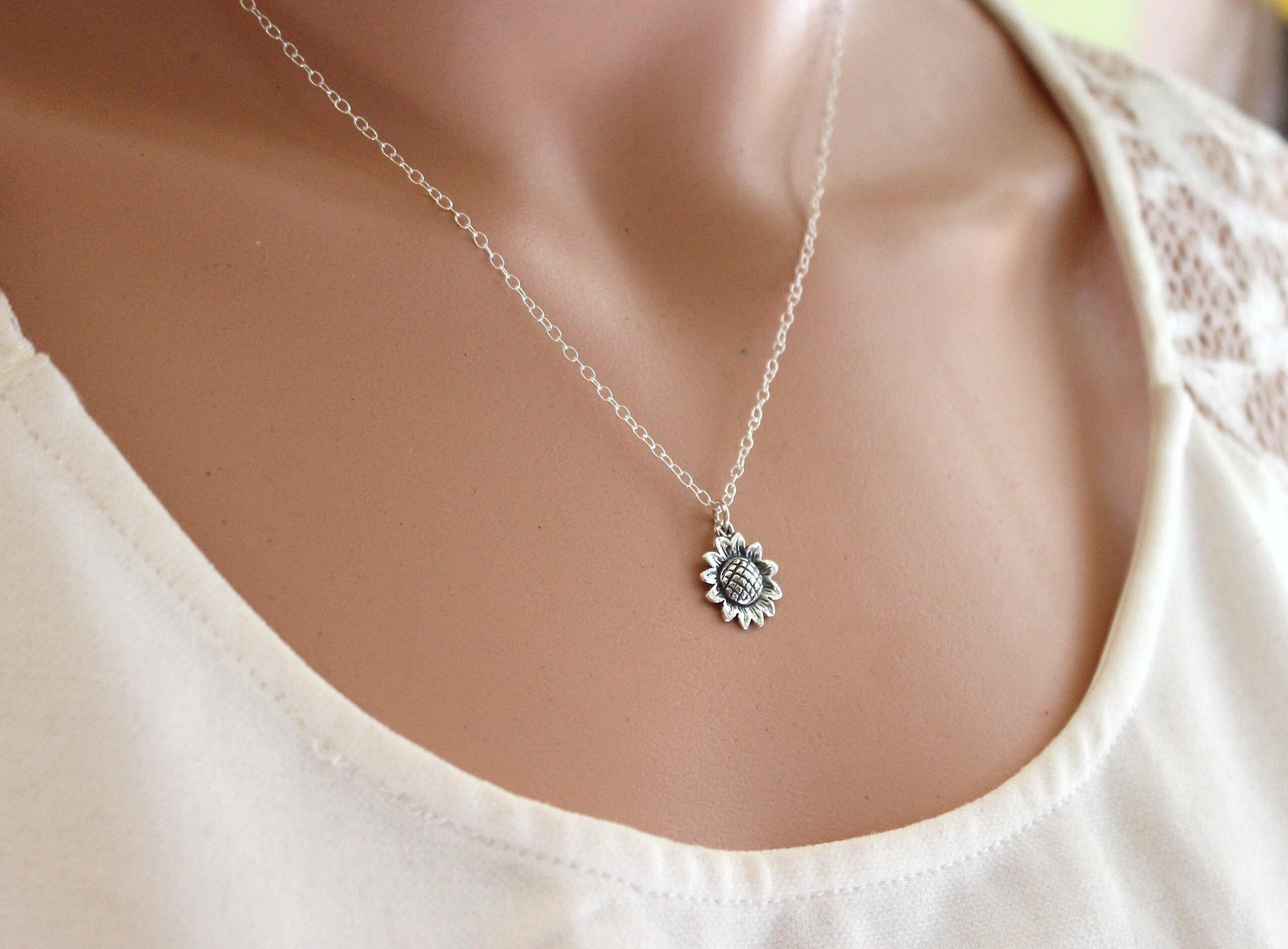 tiny sunflower necklace