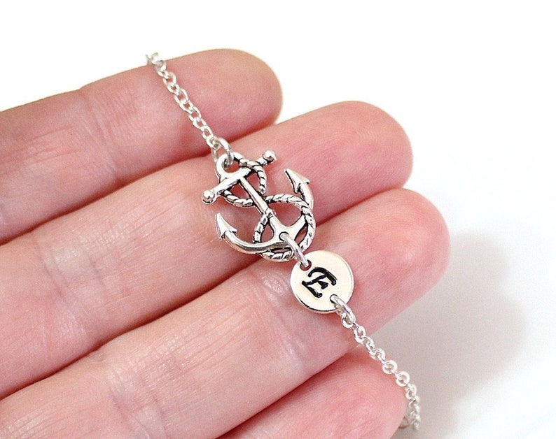 Anchor Bracelet Silver Anchor Bracelet Personalized Hand Etsy