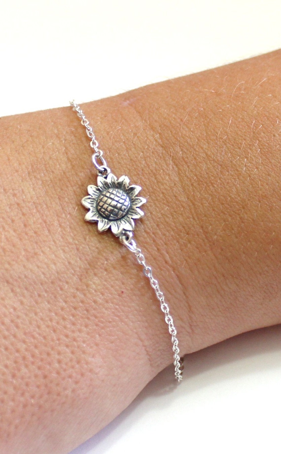 Sunflower Bracelet Sterling Silver Sunflower Bracelet | Etsy