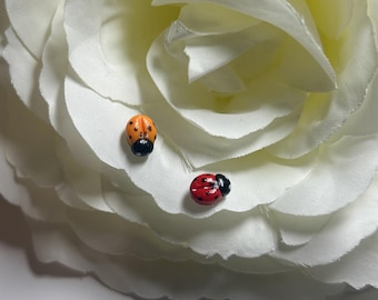 Cute Ladybird Lapel Pin Red/ Orange Black Insect Broach Small Animal Jewellery Nature Bug Gift for Her Spring Outfit Accessory for Women