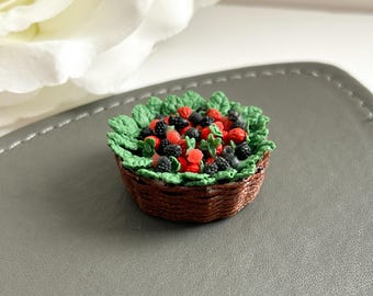 Miniature Fruit Basket: Hand-Sculpted Polymer Clay Desk Decor