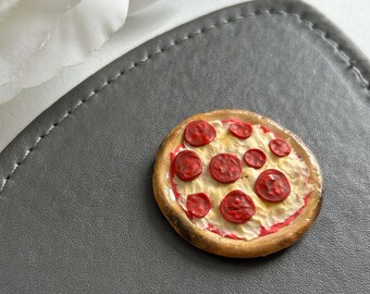 Handmade Polymer Clay Magnet: Pepperoni Pizza