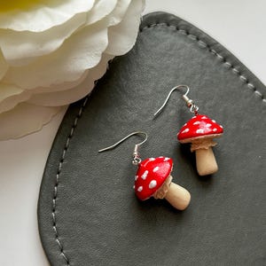 Handcrafted Red Mushroom Earrings: Polymer Clay Fairycore Jewellery