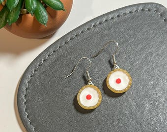 Miniature Cherry Bakewell Dangle Earrings, Handmade Polymer Clay Food Jewellery, Cute Dessert-Inspired Earrings, Unique Baking Gift for Her