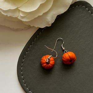 Handmade Polymer Clay Pumpkin Earrings, Halloween Jewelry