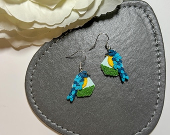 Handmade Kingfisher Earrings: Polymer Clay Bird Jewellery