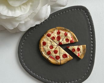 Handmade Polymer Clay Magnet Set: Pepperoni Pizza Slices